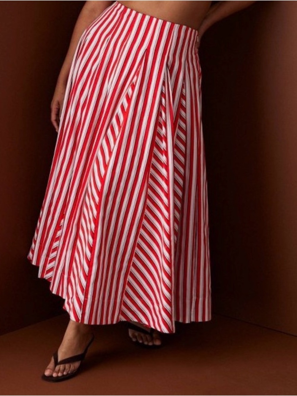 Rosie Assoulin Red and White Striped Maxi Skirt